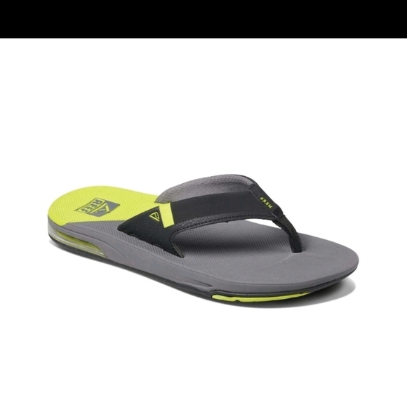 Reef Men\'s Fanning Bottle Opener Flip Flop Thong Sandal - Gray Lime Low main image 5